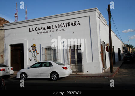 Aspekte der Straßen, Gebäuden, Plätzen, Parks und Alleen des historischen Zentrums von Hermosillo, Hauptstadt des Bundesstaates Sonora, Mexiko. Stockfoto