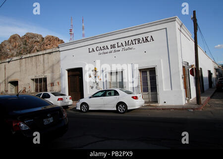 Aspekte der Straßen, Gebäuden, Plätzen, Parks und Alleen des historischen Zentrums von Hermosillo, Hauptstadt des Bundesstaates Sonora, Mexiko. Stockfoto