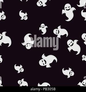 Erscheinung Halloween Muster Nahtlose. Vector Illustration. Schwarzen Hintergrund. All Saints Eve. Stock Vektor