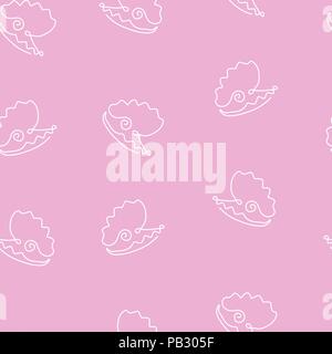 Shell Pearl Muster Nahtlose. Vector Illustration. Rosa Hintergrund. Stock Vektor