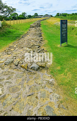 Römische Mauer in heddon an der Wand vorne nach hinten Foto stapeln Stockfoto