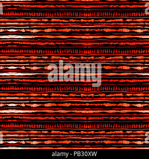 Nahtlose Aquarell shibori Tie-dye Muster von roter Farbe auf Schwarz Seide. Hand Malerei Textilien - noduläre Batik Stockfoto