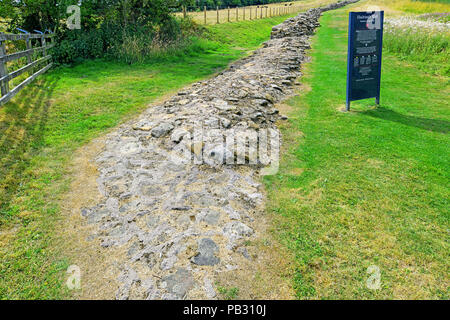Römische Mauer in heddon an der Wand vorne nach hinten Foto stapeln Stockfoto