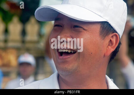 Hun Manet, Premierminister Hun Sen's ältester Sohn, besucht eine Kambodschanische Volkspartei Kundgebung in Kampong Chan, Kambodscha. Stockfoto