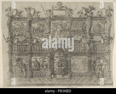 Lose Platte ab, La Voye de Laict ou le Chemin des Heros à l'entrée de Louis XIV de la Cité d'Avignon Le 16 Novembre 1622. Autor: Thomas de Berton. Designer: Luigi Palma (Portugiesisch, Aktiv 17. Jahrhundert). Abmessungen: Blatt (getrimmte): 9 7/16 x 12 5/16 in. (23,9 × 31,3 cm). Erschienen in: Avignon. Datum: 1623. Einer von acht ausklappbare Illustrationen von Designs aus 'La Voye de Laict ou le Chemin des Heros à l'entrée de Louis XIV de la Cité d'Avignon Le 16 Novembre 1622". Die Met hat eine Kopie dieses Buches in seiner Sammlung (siehe 49.36.10). Museum: Metropolitan Museum of Art, New York, USA. Stockfoto