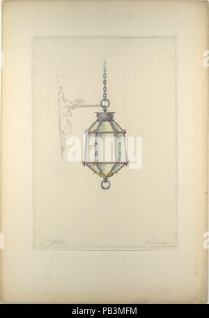 Design für hängende Lampe. Künstler: Louis Comfort Tiffany (American, New York 1848-1933 New York). Kultur: American. Abmessungen: Insgesamt: 22 1/16 x 15 1/16-in. (56,1 x 38,3 cm) Andere (Design): 15 3/16 x 10 9/16 in. (38,6 x 26,8 cm). Teekocher: Eventuell Tiffany Glas und dekorieren Firma (American, 1892-1902); möglicherweise Tiffany Studios (1902-32); möglicherweise Tiffany Glass Company (1885-92). Datum: Ende des 19. Anfang des 20. Jahrhunderts. Museum: Metropolitan Museum of Art, New York, USA. Stockfoto