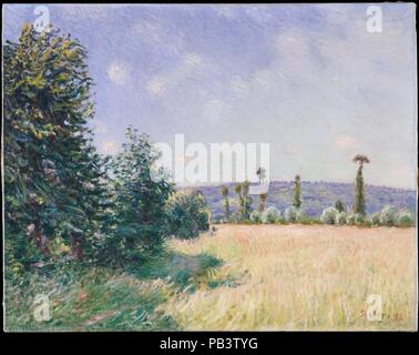 Sahurs Wiesen in Morgen Sonne Künstler: Alfred Sisley (Britisch, Paris 1839-1899 Moret-sur-Loing). Abmessungen: 28 3/4 x 36 1/4 in. (73 x 92,1 cm). Datum: 1894. Sisley verbrachte den Sommer 1894 in Le Mesnil-Esnard auf dem Anwesen seines Freundes und Gönners, François Depeaux, einem wohlhabenden Norman industriellen. Während es Sisley malte sieben Ansichten des Coteaux de La Bouille und die sahurs Wiesen in der Nähe von Rouen. Depeaux gekauft haben fünf der Bilder, einschließlich der vorliegenden Arbeit. Museum: Metropolitan Museum of Art, New York, USA. Stockfoto