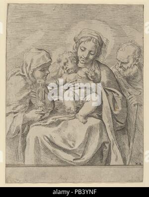 Die Heilige Familie mit der Hl. Klara. Artist: Guido Reni (Italienisch, Bologna Bologna 1575-1642). Abmessungen: Blatt (getrimmte): 9 7/16 x 7 3/16 in. (23,9 × 18,2 cm). Datum: 1590-1600. Museum: Metropolitan Museum of Art, New York, USA. Stockfoto