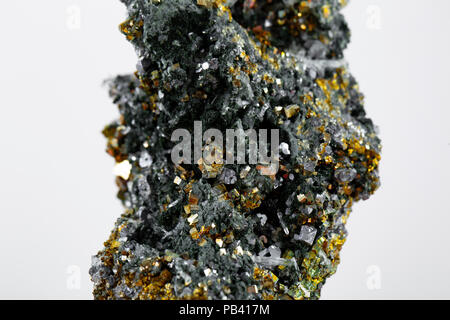 Pyrit und Bleiglanz durch Quarz, natürliche Crystal absorbiert, Close-up Stockfoto