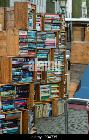 Fiktion und Roman Bücher eindeutig auf Anzeige zum Verkauf an ein Buch Markt. Stockfoto