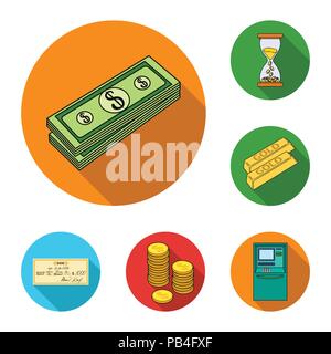 Geld und Finanzen flachbild Symbole im Set Sammlung für Design. Business und Erfolg vektor Symbol lieferbar Abbildung. Stock Vektor