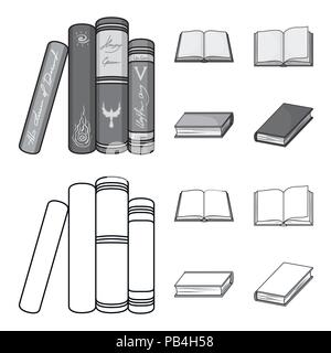 Verschiedene Arten von Büchern. Bücher Sammlung Icons in Grenzen gesetzt, Schwarzweiß-Stil vektor Symbol lieferbar Abbildung. Stock Vektor