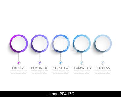 Moderne 3D-infografik Vorlage mit 5 Schritten. Business Circle Vorlage mit Optionen für die Broschüre, Schaltplan, Workflow, Timeline, Web Design. Vector EPS 10. Stock Vektor
