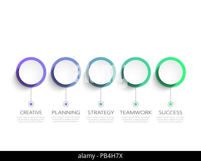 Moderne 3D-infografik Vorlage mit 5 Schritten. Business Circle Vorlage mit Optionen für die Broschüre, Schaltplan, Workflow, Timeline, Web Design. Vector EPS 10. Stock Vektor