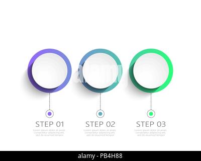 Moderne 3D-infografik Vorlage mit 3 Stufen. Business Circle Vorlage mit Optionen für die Broschüre, Schaltplan, Workflow, Timeline, Web Design. Vector EPS 10. Stock Vektor