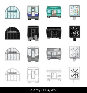Türen, Eingang, U-Bahn und anderen Symbol im Comic-stil. Straße, Reise, u-Symbole in der Sammlung. Stock Vektor
