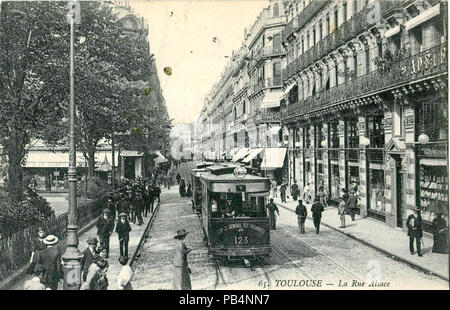 . Français: Carte postale Ancienne sans erwähnen d'Éditeurs, n° 65: 'TOULOUSE - La Rue Alsace". ca. 1919 800 INCONNU 65 - TOULOUSE - La Rue Alsace Stockfoto