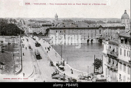 . Français: Carte postale Ancienne éditée par Phototypie Labouche Frères à Toulouse, n°208: TOULOUSE-Vue plongeante sur le Pont-Neuf et l'Hotel-Dieu. Vor dem 28. Oktober 1925 880 LABOUCHE 208 - TOULOUSE-Vue plongeante sur le Pont-Neuf et l'Hotel-Dieu Stockfoto