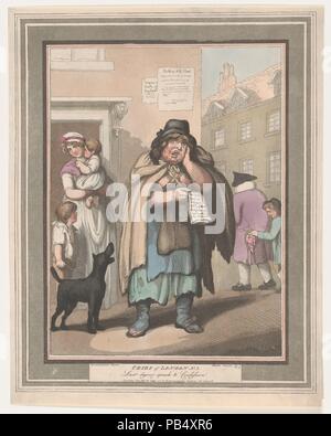 Schreie von London, Nr. 3: Letzte sterben Rede und Beichte. Artist: Nach Thomas Rowlandson (Briten, London 1757-1827, London); Henri Schaue (Schweizer, Niederweningen, Kanton Zürich Ca. 1760 - nach 1820). Maße: Blatt: 13 3/4 x 10 3/4 in. (35 × 27,3 cm). Herausgeber: R. Ackermann (1794-1829). Serie/Portfolio: Schreie von London. Datum: Februar 20, 1799. Museum: Metropolitan Museum of Art, New York, USA. Stockfoto