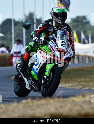 James Hillier, Kawasaki ZX-10RR, moderne Racing Motorräder, Goodwood Festival der Geschwindigkeit, das Silberne Jubiläum, Goodwood, Juli 2018, West Sussex, England. Stockfoto