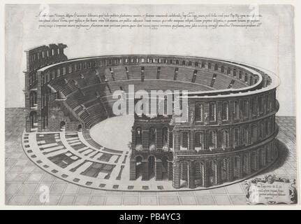 Speculum romanae Magnificentiae: Amphitheater in Verona. Artist: Anonym. Maße: Blatt: 13 1/8 x 19 1/16-in. (33,4 x 48,4 cm). Herausgeber: Antonio Lafreri (Französisch, Orgelet, Nord-Pas de Calais Ca. 1512-1577 Rom). Serie/Portfolio: Speculum romanae Magnificentiae. Datum: 1560. Dieser Ausdruck stammt aus der Kopie für das Museum von Speculum romanae Magnificentiae (Der Spiegel der Römischen Pracht) Das Speculum seinen Ursprung im Verlags- Bemühungen von Antonio Salamanca und Antonio Lafreri gefunden. Während der Römischen publishing Karrieren, die zwei ausländische Verlage -, die zusammen zwischen 1553 und 156 gearbeitet Stockfoto