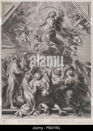 Die Himmelfahrt der Jungfrau. Artist: Nach Peter Paul Rubens (Flämische, Siegen 1577-1640 Antwerpen); François Ragot (Französisch, 1638-1670 (?)). Maße: Blatt: 25 5/8 x 18 3/4 in. (65,1 × 47,6 cm). Datum: Mitte des 17. Ende des 17. Jahrhunderts. Museum: Metropolitan Museum of Art, New York, USA. Stockfoto