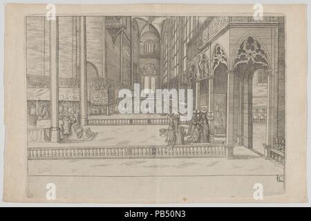 Platte C: Wahl und Krönung von Kaiser Maximilian II. Artist: Willhelm Hoffmans (Deutsch, Aktiv, Frankfurt). Maße: Blatt: 7 3/8 x 11 1/4 in. (18,8 × 28,5 cm) Platte: 6 13/16 x 9 11/16 in. (17,3 × 24,6 cm). Drucker: Johann Bringern (Deutsch, Aktiv, Frankfurt). Erschienen in: Frankfurt. Herausgeber: Anonyme, Deutsch, aus dem 17. Jahrhundert. Datum: 1612. Kaiser des Heiligen Römischen Reiches ab Juli 25, 1565 - Oktober 12, 1576. Krönungen Prag: September 20, 1562 Frankfurt: 24. November 1562 Pressburg: September 8, 1563. Museum: Metropolitan Museum of Art, New York, USA. Stockfoto