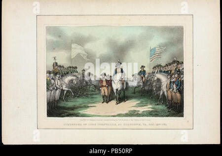 1588 Die Kapitulation von Lord Cornwallis bei Yorktown, Virginia, 19. Oktober 1781 (NYPL Hades-EM 14609 -256364) Stockfoto