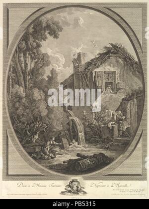 Paysage Au Moulin (Windmühle). Artist: Nachdem François Boucher (Französisch, Paris 1703-1770 Paris); Pierre François Laurent (Französisch, Marseille, Paris 1739-1809). Maße: Blatt: 19 5/8 x 14 3/4 in. (49,8 x 37,4 cm) getrimmt. Datum: 18. Museum: Metropolitan Museum of Art, New York, USA. Stockfoto