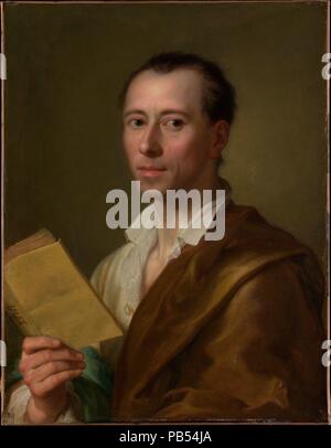 Johann Joachim Winckelmann (1717-1768). Artist: Anton Raphael Mengs (Deutsch, Ústi nad Labem (Aussig) 1728-1779 Rom). Abmessungen: 25 x 19 3/8 in. (63,5 x 49,2 cm). Datum: Ca. 1777. Einer der einflussreichsten Schriftsteller auf Kunst und Archäologie - Seine <i>Geschichte der antiken Kunst</i> wurde in deutscher Sprache 1764 veröffentlicht -- Johann Joachim Winckelmann war auch ein enger Freund und Bewunderer von Mengs. Beide waren führenden Exponenten der entstehenden neoklassischen Bewegung in Rom. In dieser idealisierten posthume portrait Winckelmann wird gezeigt, einem griechischen Ausgabe von Homers Ilias <i></i>. Museum: Metropolitan Museum der Kunst, N Stockfoto