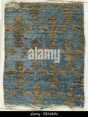 Textil mit Brokat. Kultur: Französisch oder Italienisch. Abmessungen: Insgesamt: 4 13/16 x 3 1/2 in. (12,3 × 8,9 cm) Storage (Matte, die mit 46.156.54): 8 1/2 x 13 in. (21,6 × 33 cm). Datum: 13.-14. Jahrhundert. Museum: Metropolitan Museum of Art, New York, USA. Stockfoto