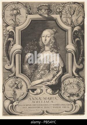 Portrait von Anne Marie Louise d'Orléans. Artist: Nach Justus van Egmont (Flämische, Leiden 1601-1674 Antwerpen); Jeremias Falck (Polnisch, 3415 Ca. 1610-Ca. 1677 3415 (?)). Maße: Blatt: 15 5/16 x 11 in. (38,9 x 28 cm). Datum: 1642. Museum: Metropolitan Museum of Art, New York, USA. Stockfoto