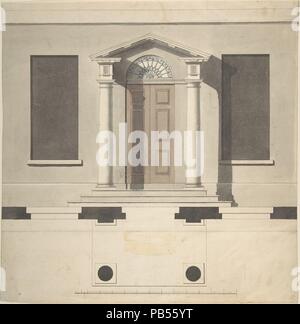 Design für eine dorische Veranda, Planen und Höhe. Artist: Stil von Robert Adam (Briten, Edinburgh, Schottland 1728-1792 London). Maße: Blatt: 12 3/16 x11 13/16-in. (31 x 30 cm). Datum: Zweite Hälfte 18. Jahrhundert. Museum: Metropolitan Museum of Art, New York, USA. Stockfoto