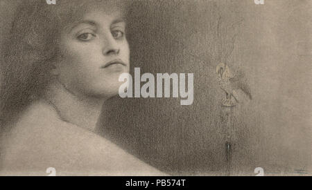 Khnopff Fernand - Het Angebot 1 (Studie) Stockfoto
