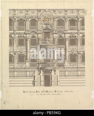 Blick auf ein Theater (Bayreuth): Innen Höhe des Theaters zeigt Royal Box. Artist: Workshop von Giuseppe Galli Bibiena (Italienisch, Parma 1696-1756 Berlin). Abmessungen: 17-3/4 x 15 in. (45,1 x 38,1 cm). Datum: 1696-1756. Museum: Metropolitan Museum of Art, New York, USA. Stockfoto