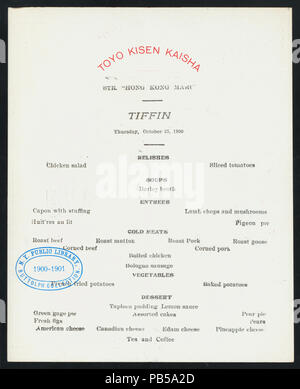 1748 TIFFIN (by) TOYO Kisen Kaisha (at) EN ROUTE AN BORD HONG KONG MARU (SS gehalten ;) (NYPL Hades -274992-476091) Stockfoto