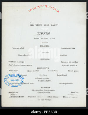 1748 TIFFIN (by) TOYO Kisen Kaisha (at) EN ROUTE AN BORD HONG KONG MARU (SS gehalten ;) (NYPL Hades -275056-476155) Stockfoto