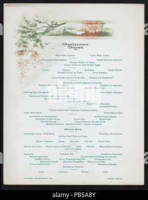 1608 THANKSGIVING DINNER (von) SAVOY HOTEL (at) "PHILADELPHIA, PA" (HOTEL gehalten ;) (NYPL Hades -275146-476245) Stockfoto