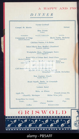 1095 NEUE JAHRE TAG Abendessen (von) GRISWOLD HOUSE (at) "Detroit, MI" (HOTEL gehalten ;) (NYPL Hades -275316-4000011984) Stockfoto