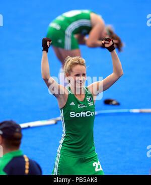 Irlands Nicola Daly feiert die während der Vitalität Frauen Hockey World Cup match Am Lee Valley Hockey und Tennis Center, London zu gewinnen. PRESS ASSOCIATION Foto, Bild Datum: Donnerstag, 26. Juli 2018. Photo Credit: Adam Davy/PA-Kabel. Stockfoto