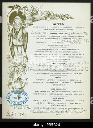 1587 Abendmahl (Besitz) ST. LOUIS CLUB (at)" (St. Louis, MO-)" (Andere (Club) ;) (NYPL Hades -275520-476619) Stockfoto