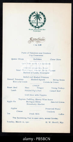 971 Mittagessen (by) ROYAL PALM HOTEL (at) "MIAMI Biscayne Bay, FL" (HOTEL gehalten ;) (NYPL Hades -275764-476863) Stockfoto