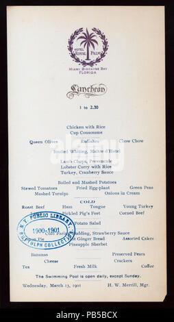 971 Mittagessen (by) ROYAL PALM HOTEL (at) "MIAMI Biscayne Bay, FL" (HOTEL gehalten ;) (NYPL Hades -275776-476875) Stockfoto