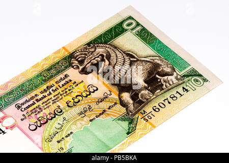 10 Sri Lanka Rupee Bank Note. Rupien ist die nationale Währung der Sri Lanka Stockfoto