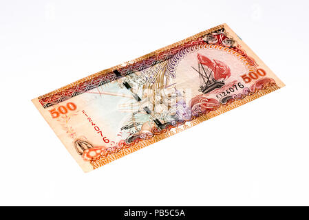 500 Maledivische rufiyaa Bank Note. Rufiyaa ist die nationale cureency der Malediven Stockfoto