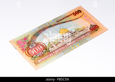 500 Maledivische rufiyaa Bank Note. Rufiyaa ist die nationale cureency der Malediven Stockfoto