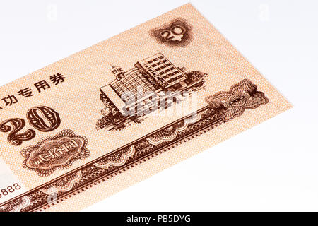 20 Chinesische Yuan Bank Note von China. Yuan ist die nationale Währung der Volksrepublik China Stockfoto