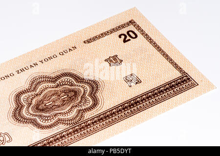 20 Chinesische Yuan Bank Note von China. Yuan ist die nationale Währung der Volksrepublik China Stockfoto