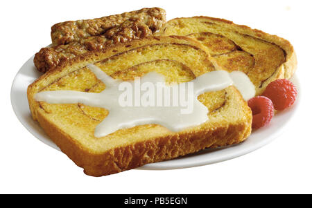 Zimt French Toast und Wurst Stockfoto