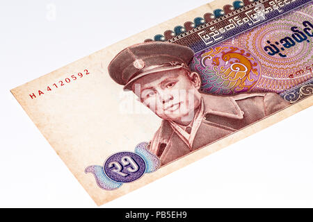 35 Kyat Banknote von Burma. Kyat ist die nationale Währung der Birma Stockfoto